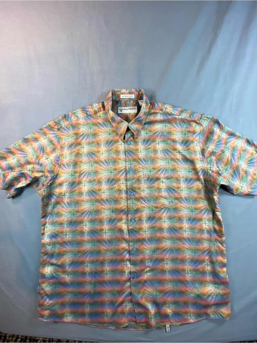 Jhane Barnes Multicolor Short Sleeve Button-Up Shirt XXL